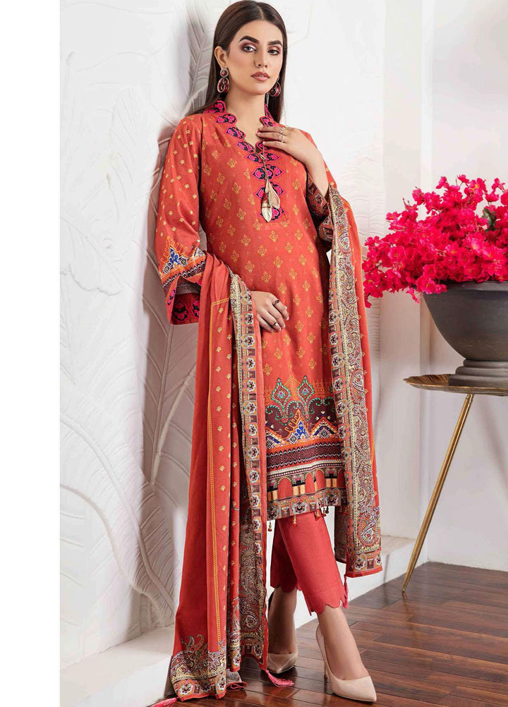 Meeral Printed Linen Suits Unstitched 3 Piece MRL21L MR-10 - Winter Collection