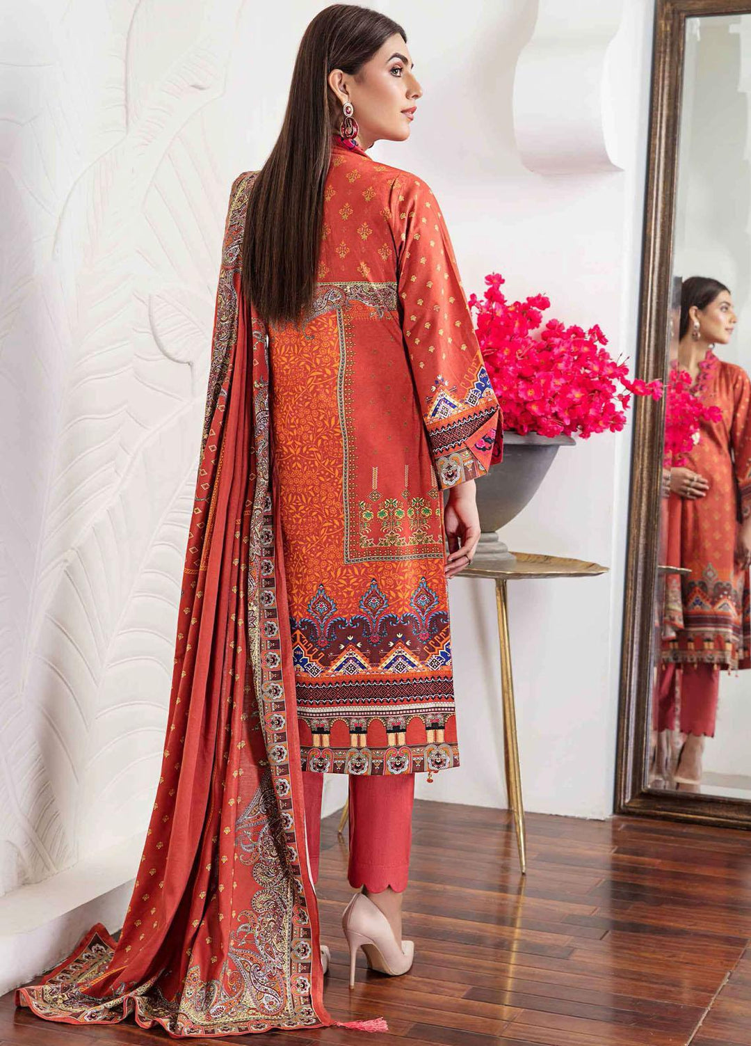 Meeral Printed Linen Suits Unstitched 3 Piece MRL21L MR-10 - Winter Collection