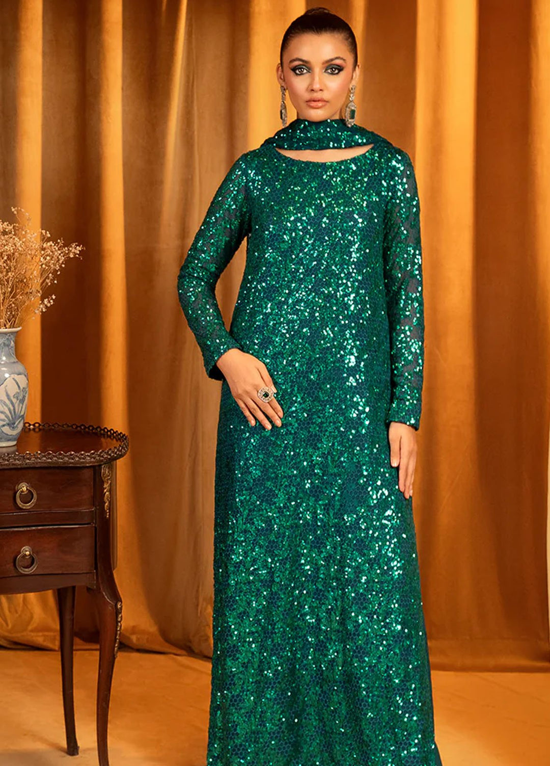 Meeral Pret Embroidered Chiffon 3 Piece Suit Aquamarine