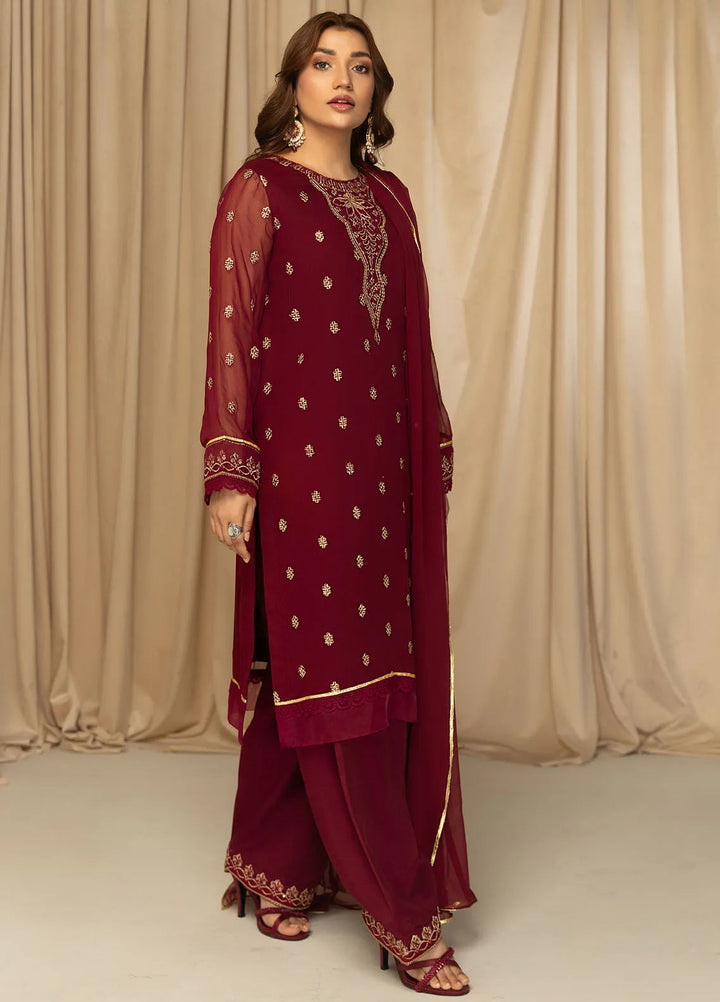 Meeral Pret Embroidered Chiffon 3 Piece Suit Siva
