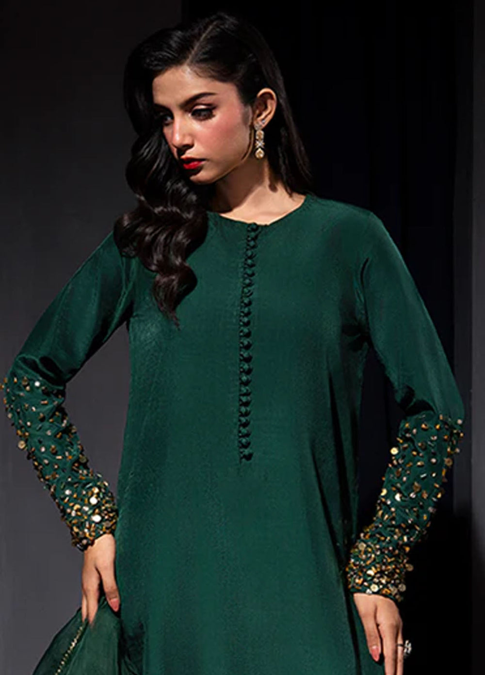 Meeral Pret Embroidered Raw Silk 3 Piece Suit HE-001