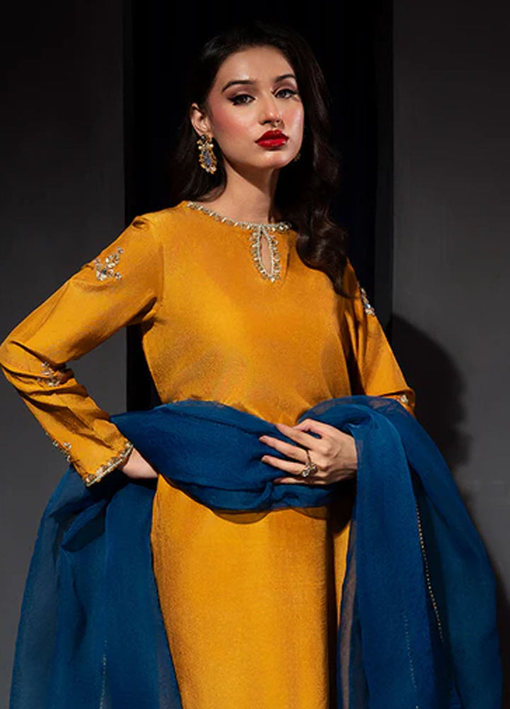 Meeral Pret Embroidered Raw Silk 3 Piece Suit HE-002