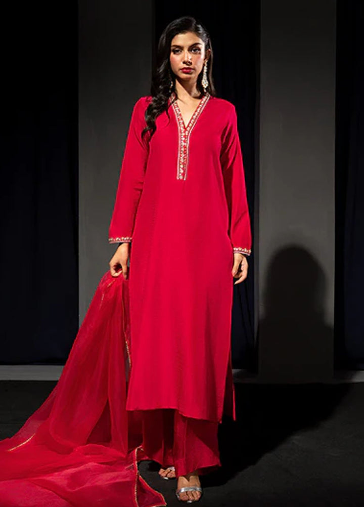 Meeral Pret Embroidered Raw Silk 3 Piece Suit HE-005