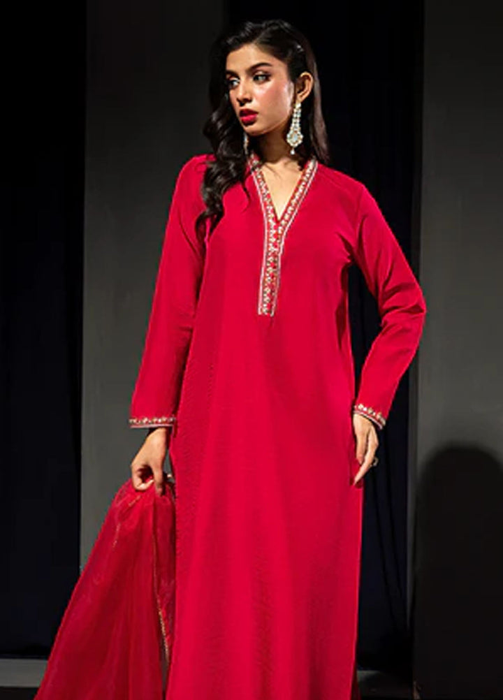 Meeral Pret Embroidered Raw Silk 3 Piece Suit HE-005