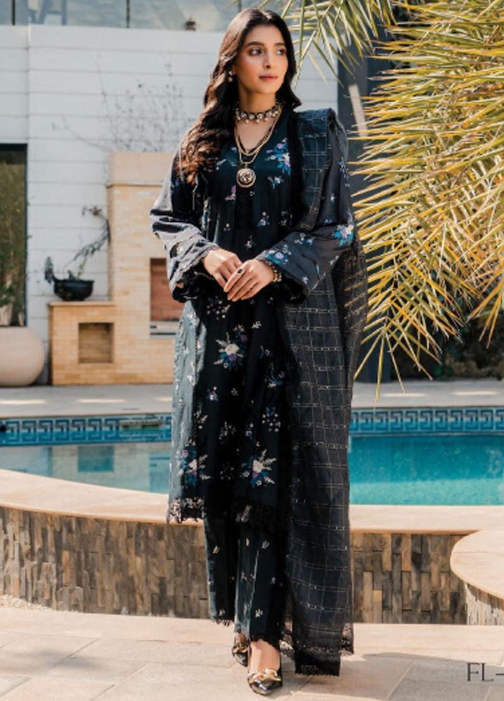 Meeras By Florent Embroidered Lawn Suits Unstitched 3 Piece FL23M FL-1B - Summer Collection