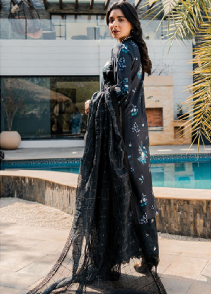 Meeras By Florent Embroidered Lawn Suits Unstitched 3 Piece FL23M FL-1B - Summer Collection