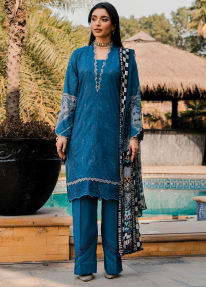 Meeras By Florent Embroidered Lawn Suits Unstitched 3 Piece FL23M FL-2B - Summer Collection