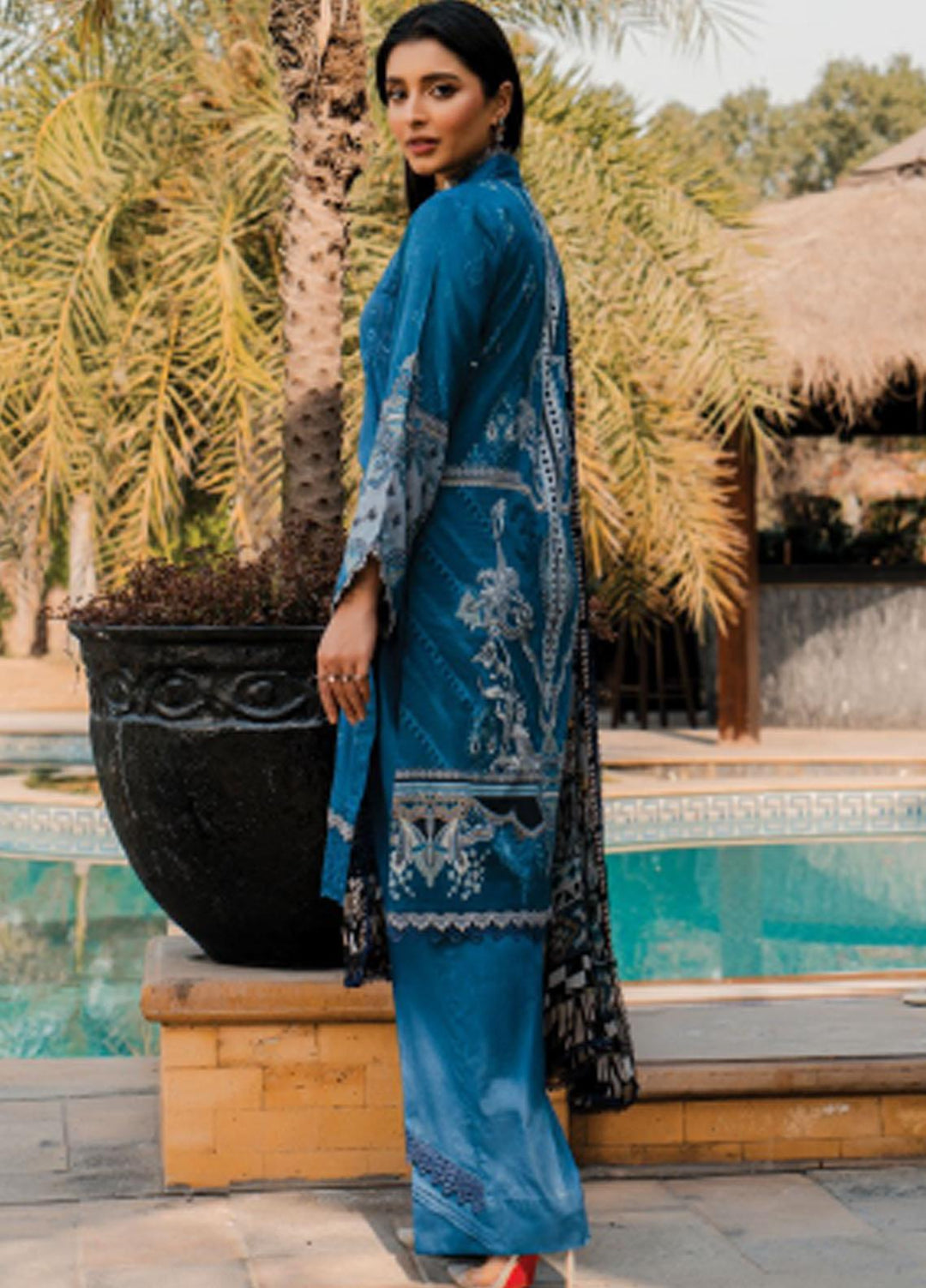 Meeras By Florent Embroidered Lawn Suits Unstitched 3 Piece FL23M FL-2B - Summer Collection