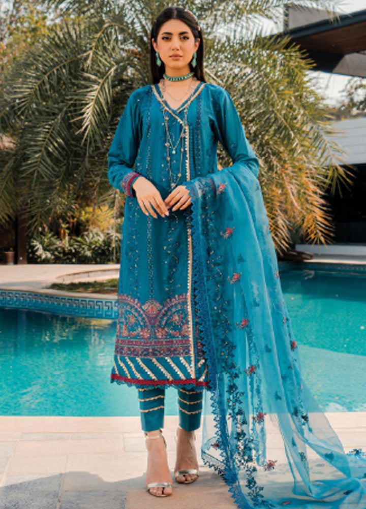 Meeras By Florent Embroidered Lawn Suits Unstitched 3 Piece FL23M FL-3B - Summer Collection