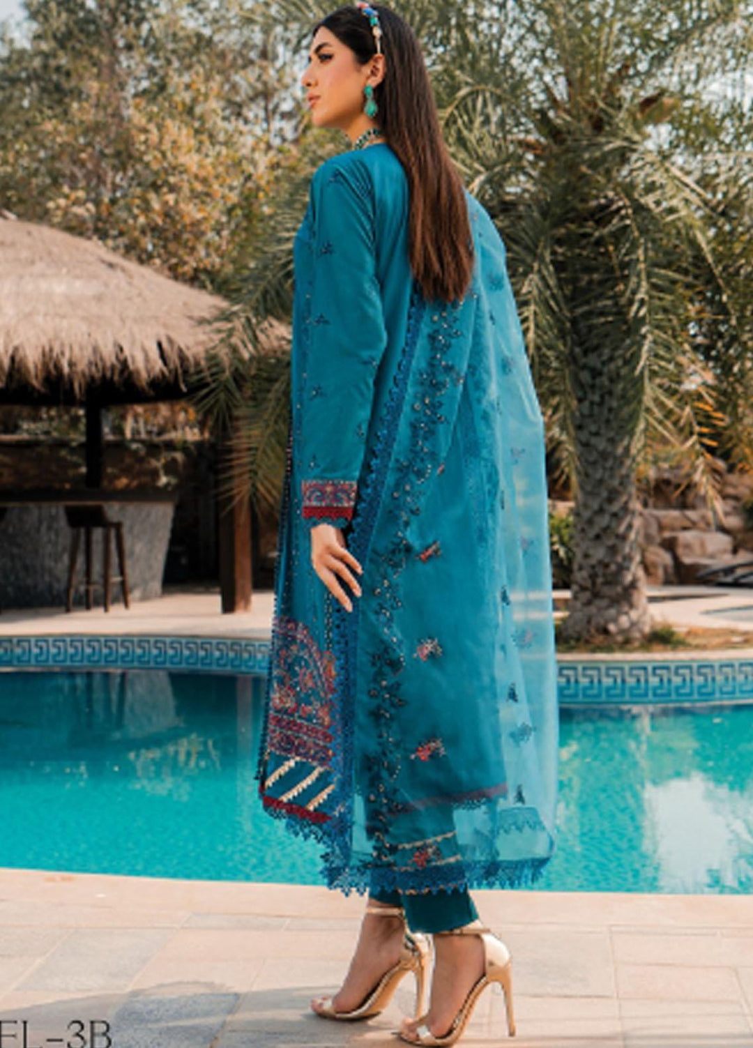 Meeras By Florent Embroidered Lawn Suits Unstitched 3 Piece FL23M FL-3B - Summer Collection