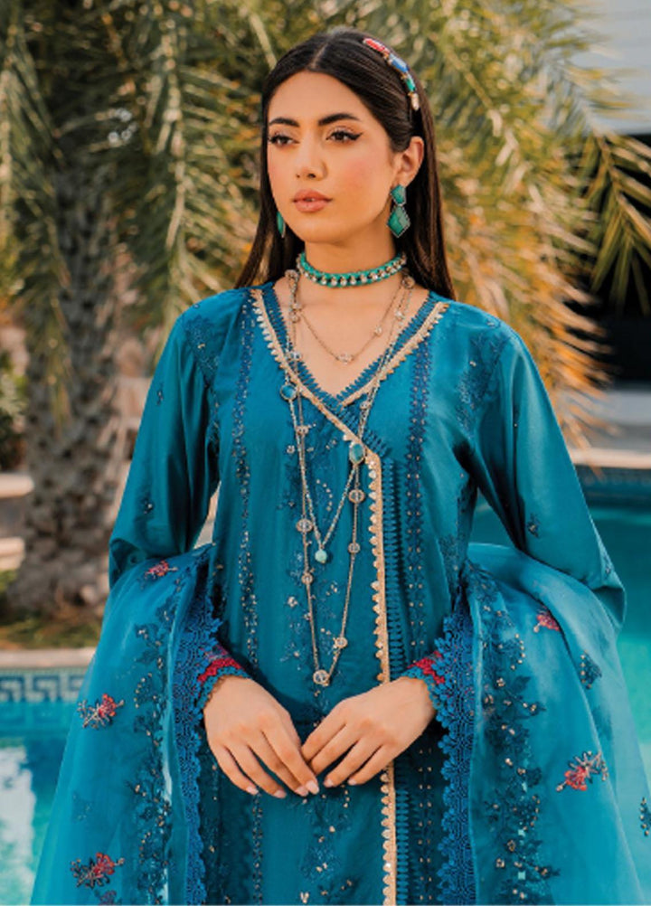 Meeras By Florent Embroidered Lawn Suits Unstitched 3 Piece FL23M FL-3B - Summer Collection