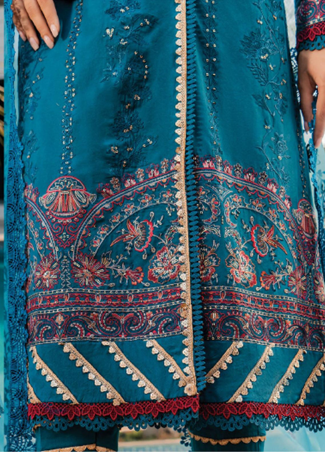 Meeras By Florent Embroidered Lawn Suits Unstitched 3 Piece FL23M FL-3B - Summer Collection