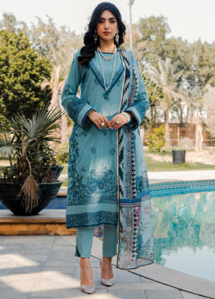 Meeras By Florent Embroidered Lawn Suits Unstitched 3 Piece FL23M FL-4B - Summer Collection