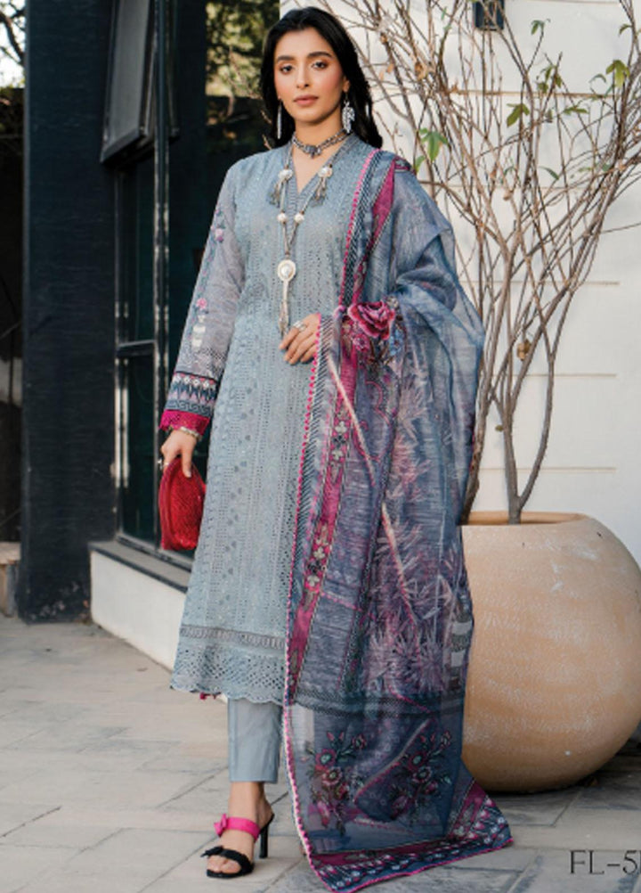 Meeras By Florent Embroidered Lawn Suits Unstitched 3 Piece FL23M FL-5B - Summer Collection