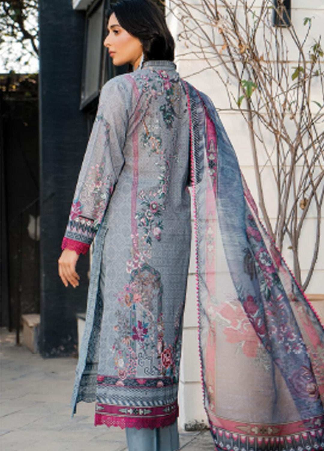 Meeras By Florent Embroidered Lawn Suits Unstitched 3 Piece FL23M FL-5B - Summer Collection
