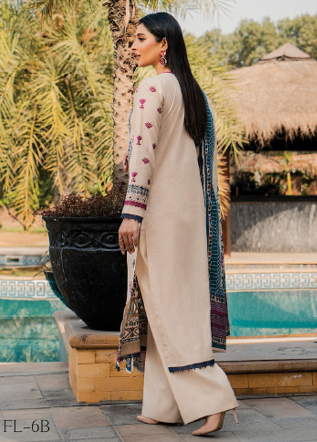 Meeras By Florent Embroidered Lawn Suits Unstitched 3 Piece FL23M FL-6B - Summer Collection