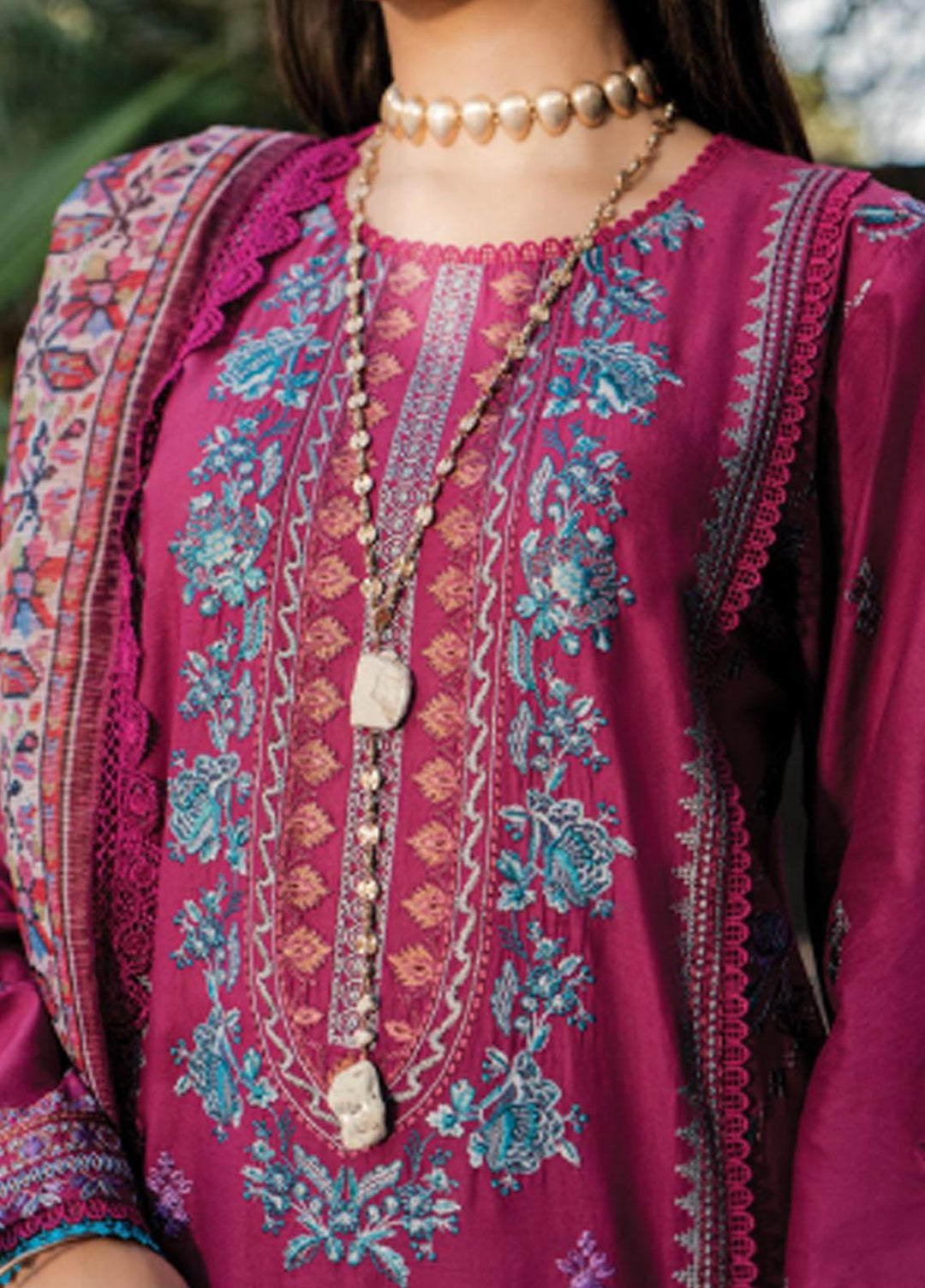 Meeras By Florent Embroidered Lawn Suits Unstitched 3 Piece FL23M FL-8B - Summer Collection