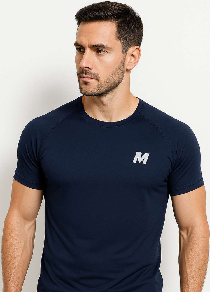 Meerina by HinShah  Plain Polyester  Blue Dri -fit T-shirt