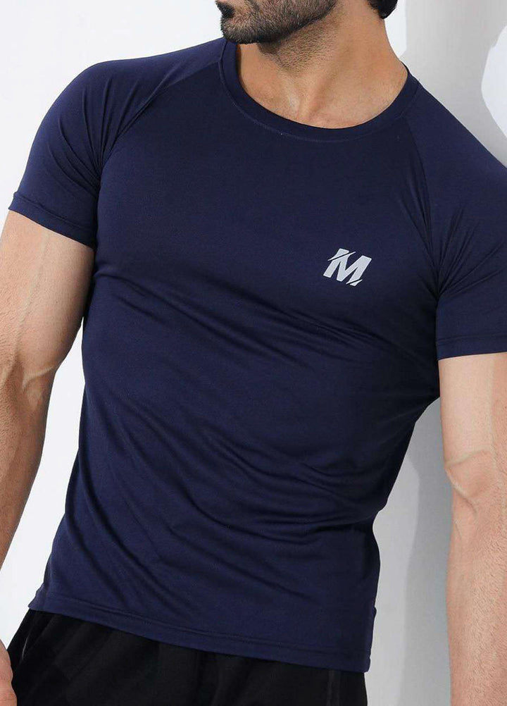 Meerina by HinShah  Plain Polyester  Blue Dri -fit T-shirt