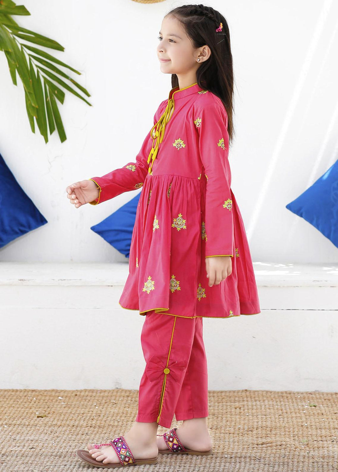 Modest Cotton Embroidered 2 Piece Suit for Girls -  MS23M Meesam