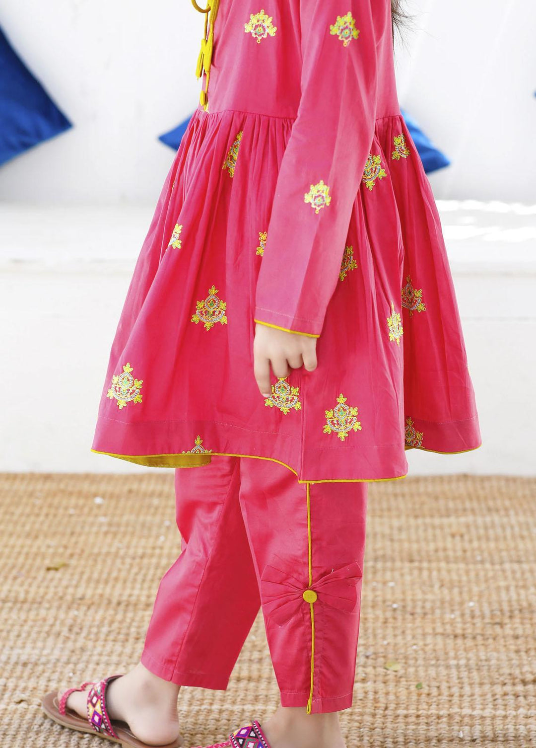 Modest Cotton Embroidered 2 Piece Suit for Girls -  MS23M Meesam