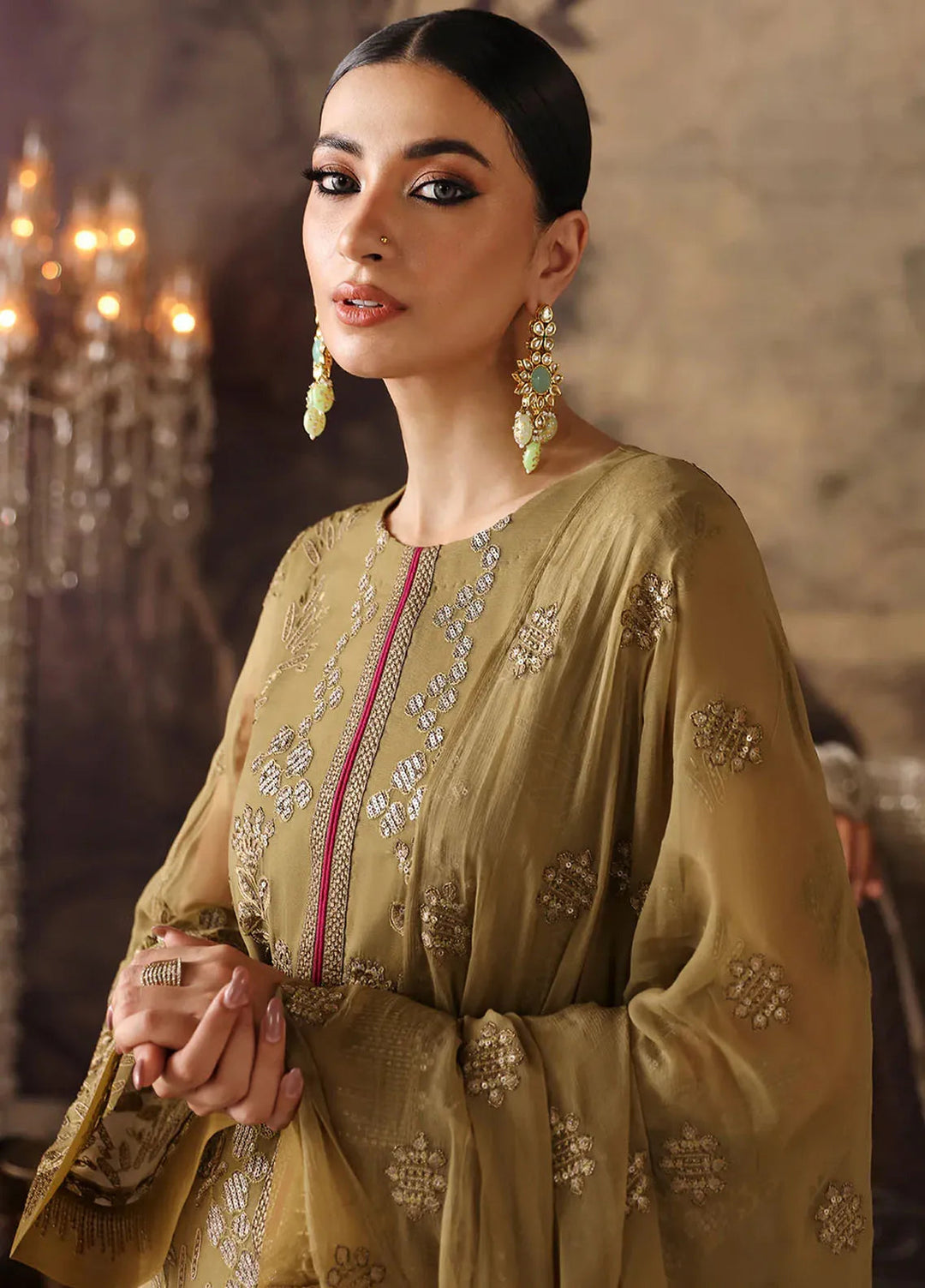 Mehak by Flossie Embroidered Chiffon Suits Unstitched 3 Piece FL24ME FE-804 - Formals Collection