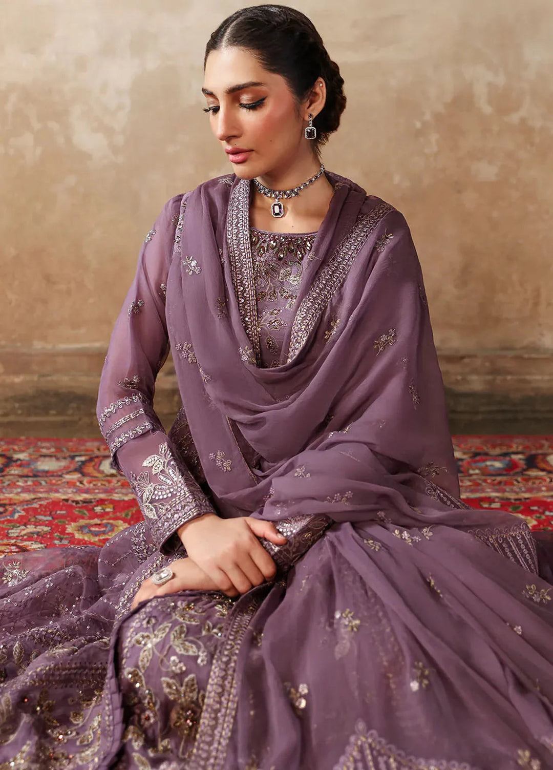 Mehak by Flossie Embroidered Silk Suits Unstitched 3 Piece FL24ME FE-808 - Formals Collection