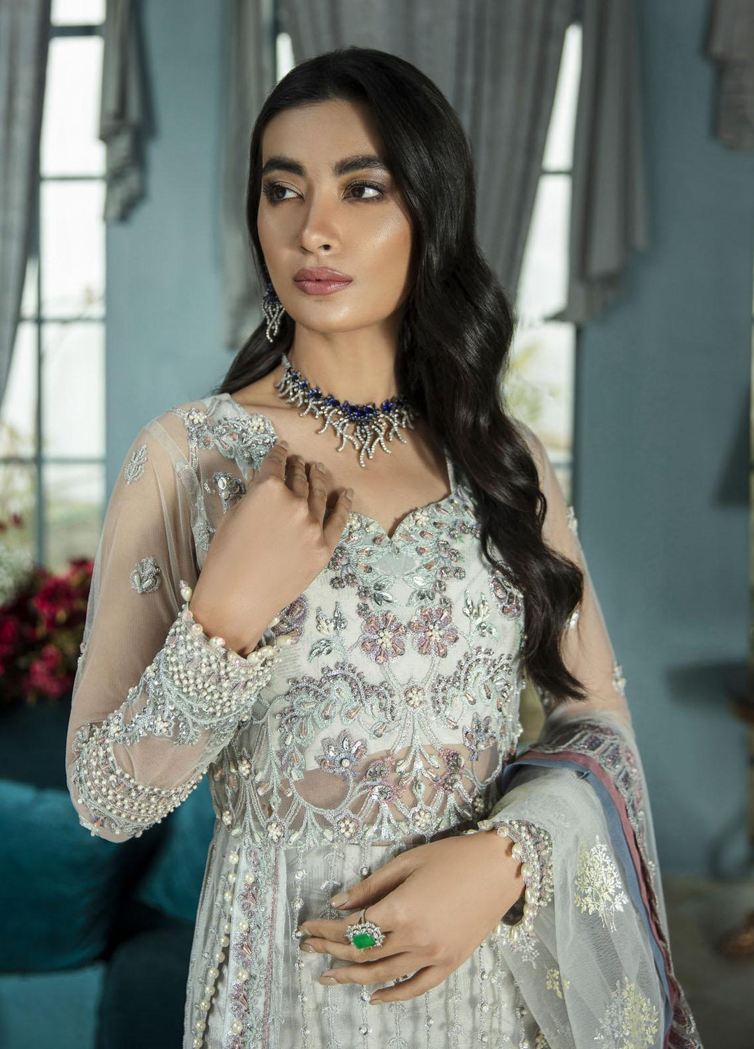 Serene by Mehak Yaqoob Embroidered Net Suits Unstitched 3 Piece MY22SW 01-Ivah - Wedding Collection