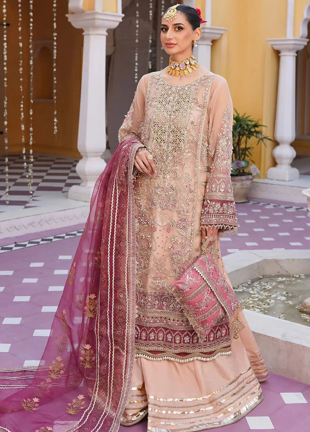 Mehak Yaqoob Pret Embroidered Organza 3 Piece Suit Cherry Blossom