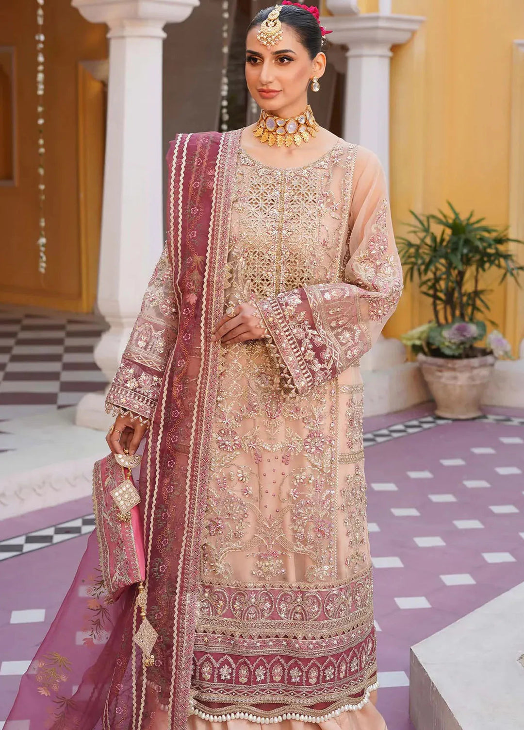 Mehak Yaqoob Pret Embroidered Organza 3 Piece Suit Cherry Blossom
