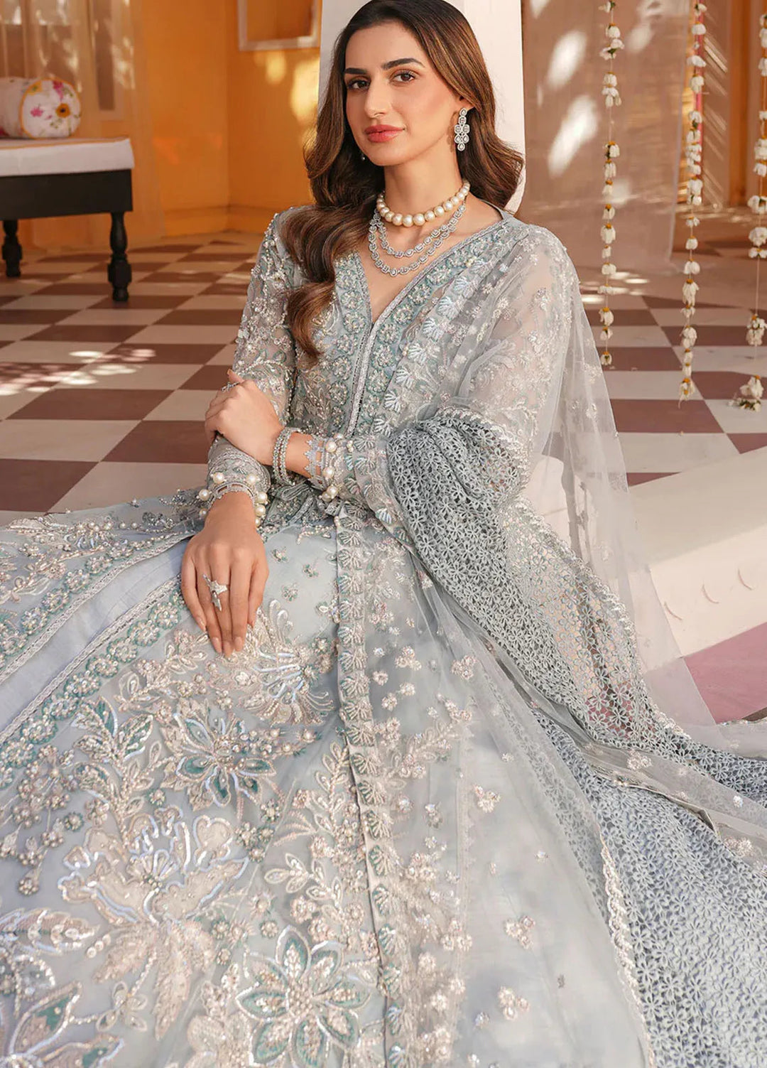 Mehak Yaqoob Pret Embroidered Organza 3 Piece Suit Frost