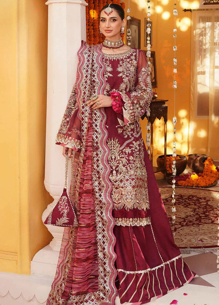 Mehak Yaqoob Pret Embroidered Organza 3 Piece Suit Jazzberry