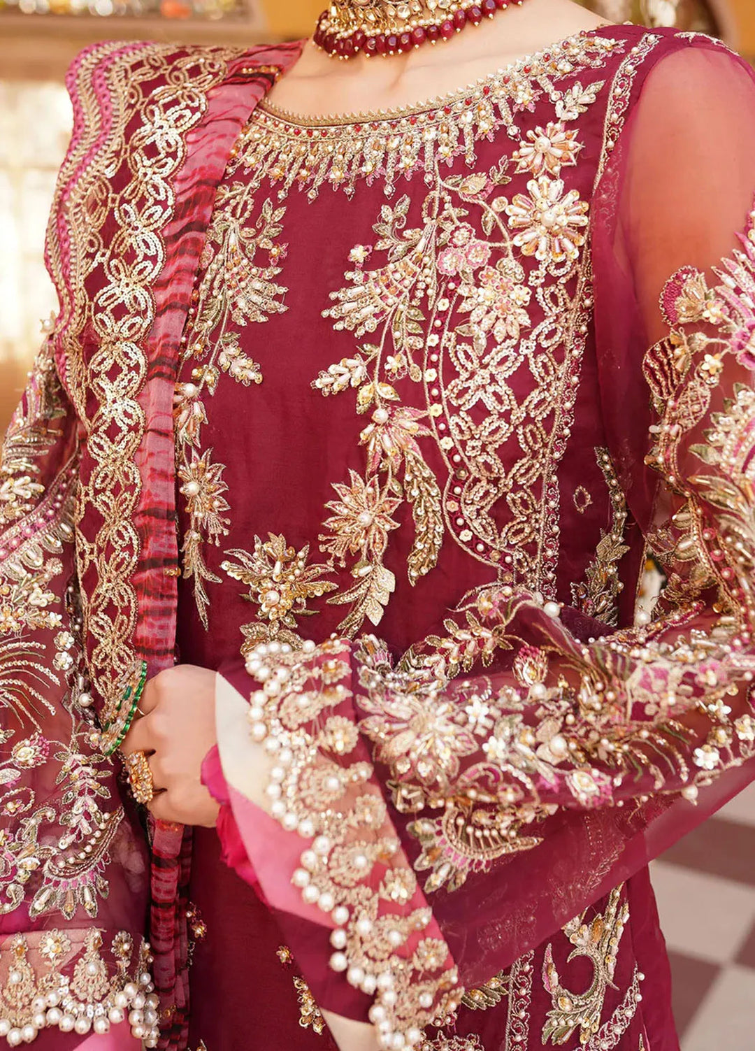 Mehak Yaqoob Pret Embroidered Organza 3 Piece Suit Jazzberry