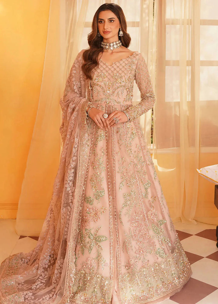 Mehak Yaqoob Pret Embroidered Organza 3 Piece Suit Salmon Pink
