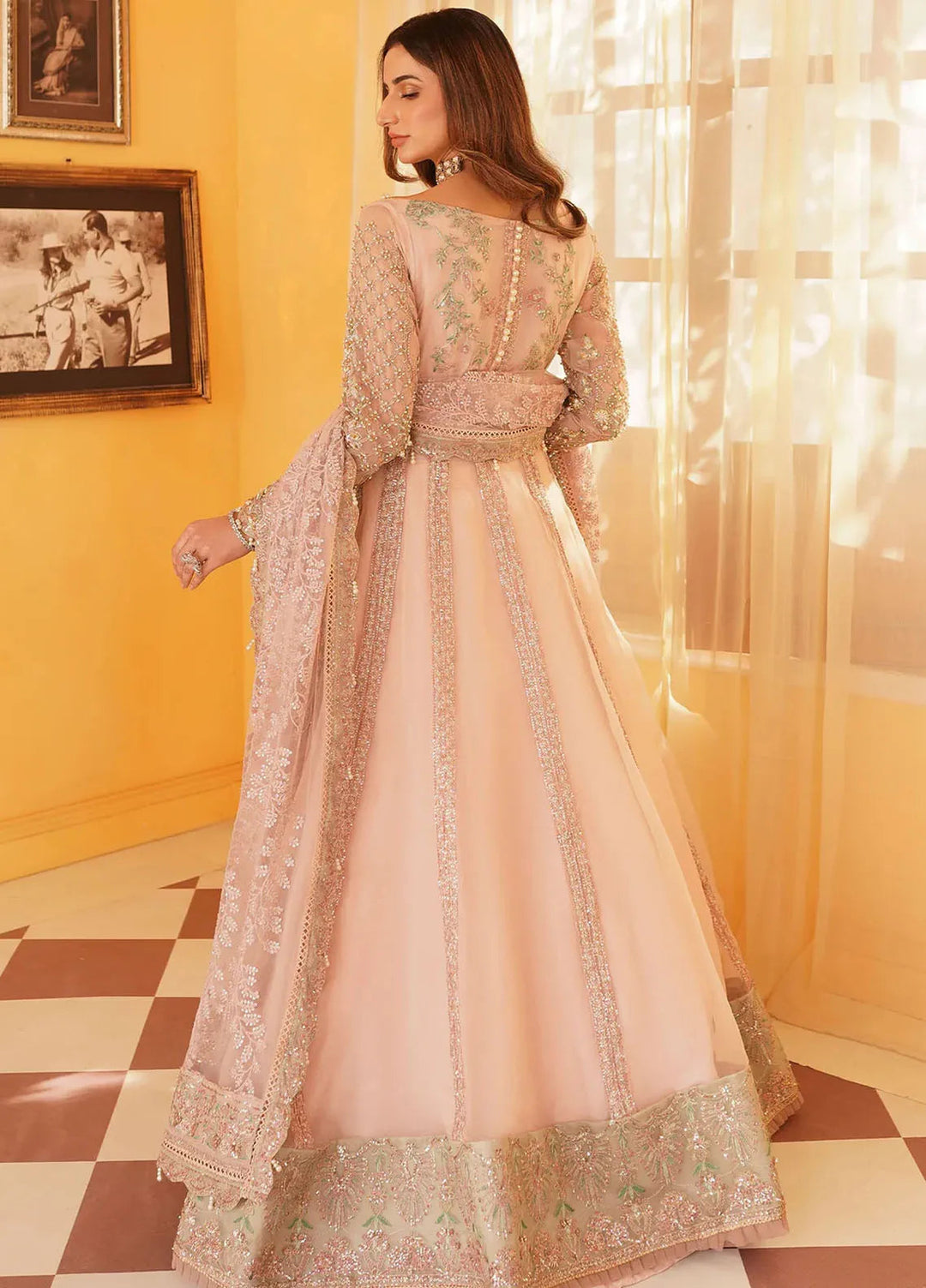 Mehak Yaqoob Pret Embroidered Organza 3 Piece Suit Salmon Pink