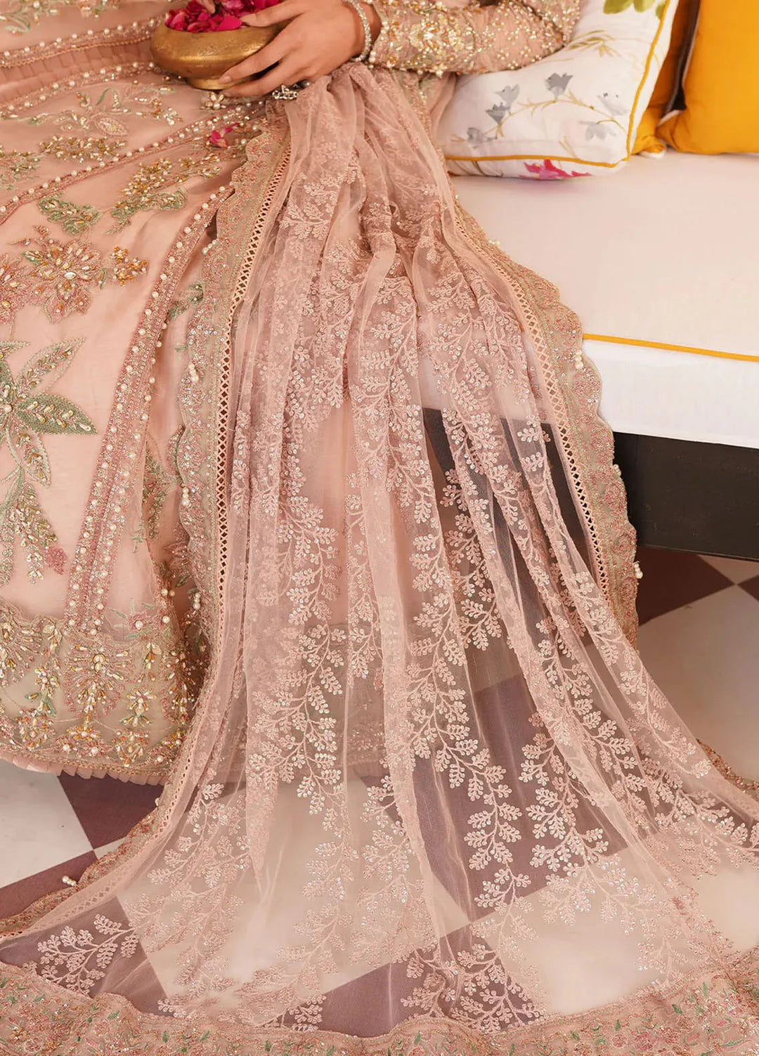 Mehak Yaqoob Pret Embroidered Organza 3 Piece Suit Salmon Pink