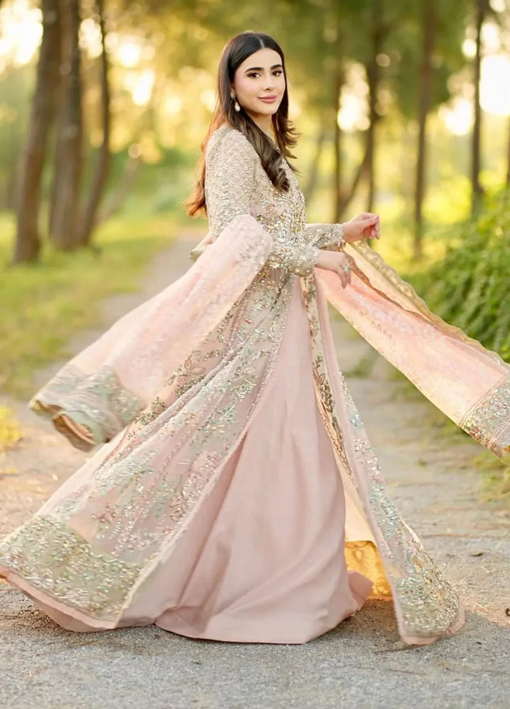 Mehak Yaqoob Pret Embroidered Organza 3 Piece Suit Salmon Pink