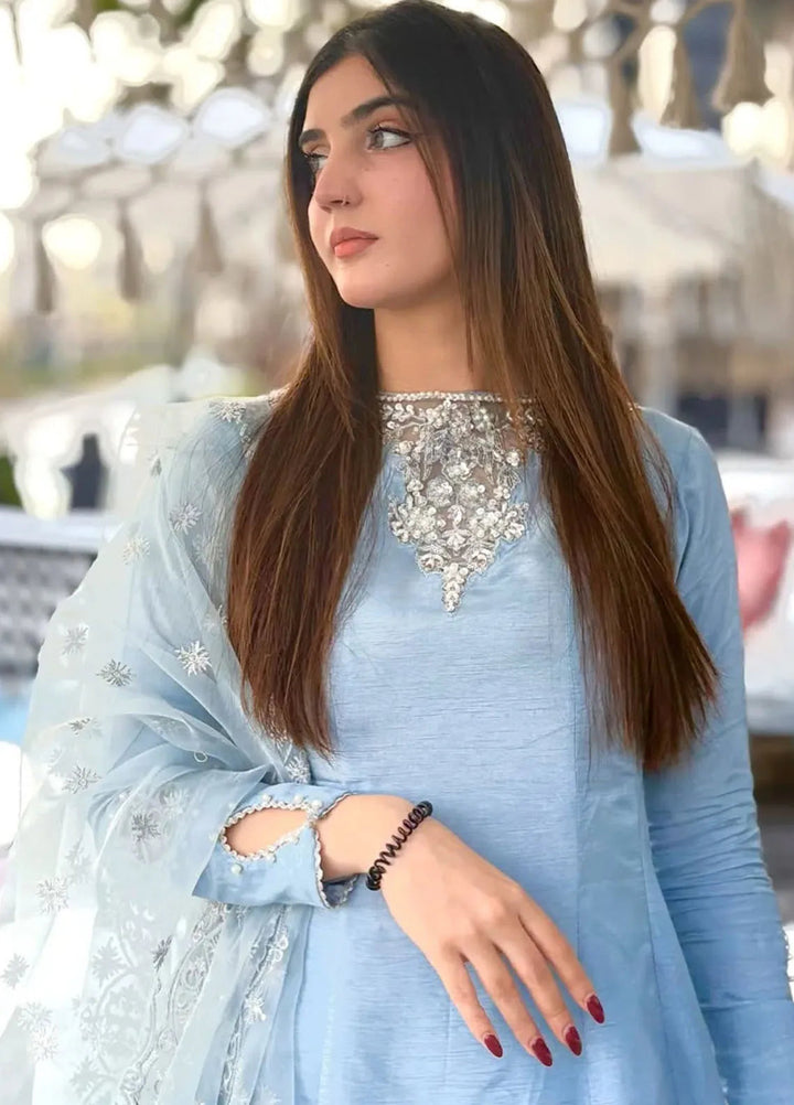 Mehak Yaqoob Pret Embroidered Raw Silk 3 Piece Suit Seashell