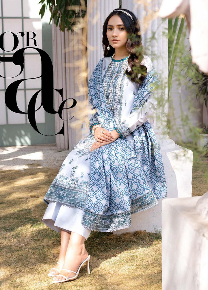 Mehar By Humdum Embroidered Lawn Suits Unstitched 3 Piece HD23ML 01 - Luxury Collection