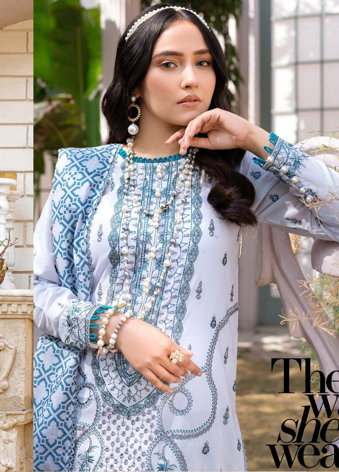 Mehar By Humdum Embroidered Lawn Suits Unstitched 3 Piece HD23ML 01 - Luxury Collection