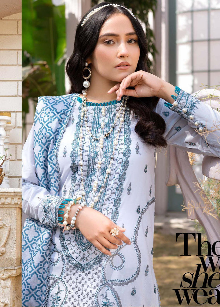Mehar By Humdum Embroidered Lawn Suits Unstitched 3 Piece HD23ML 01 - Luxury Collection