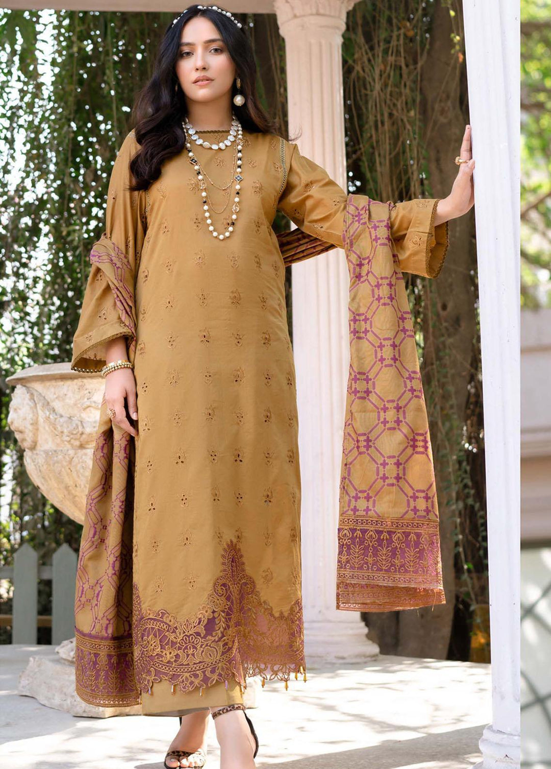 Mehar By Humdum Embroidered Lawn Suits Unstitched 3 Piece HD23ML 03 - Luxury Collection