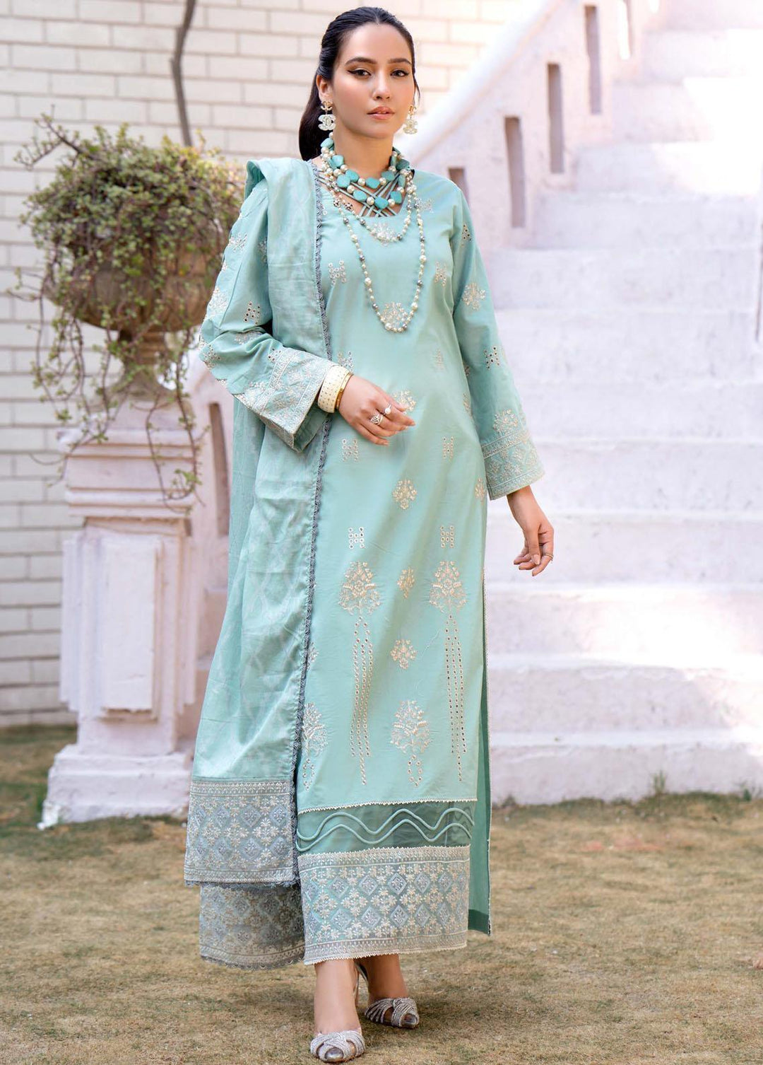 Mehar By Humdum Embroidered Lawn Suits Unstitched 3 Piece HD23ML 08 - Luxury Collection