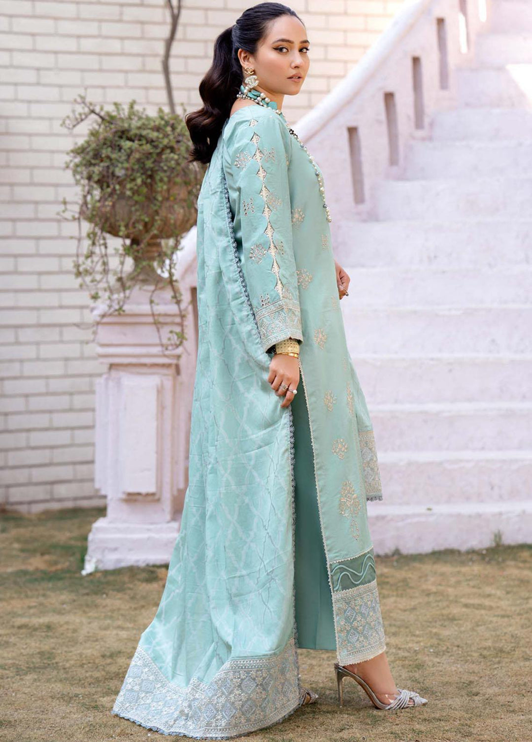 Mehar By Humdum Embroidered Lawn Suits Unstitched 3 Piece HD23ML 08 - Luxury Collection