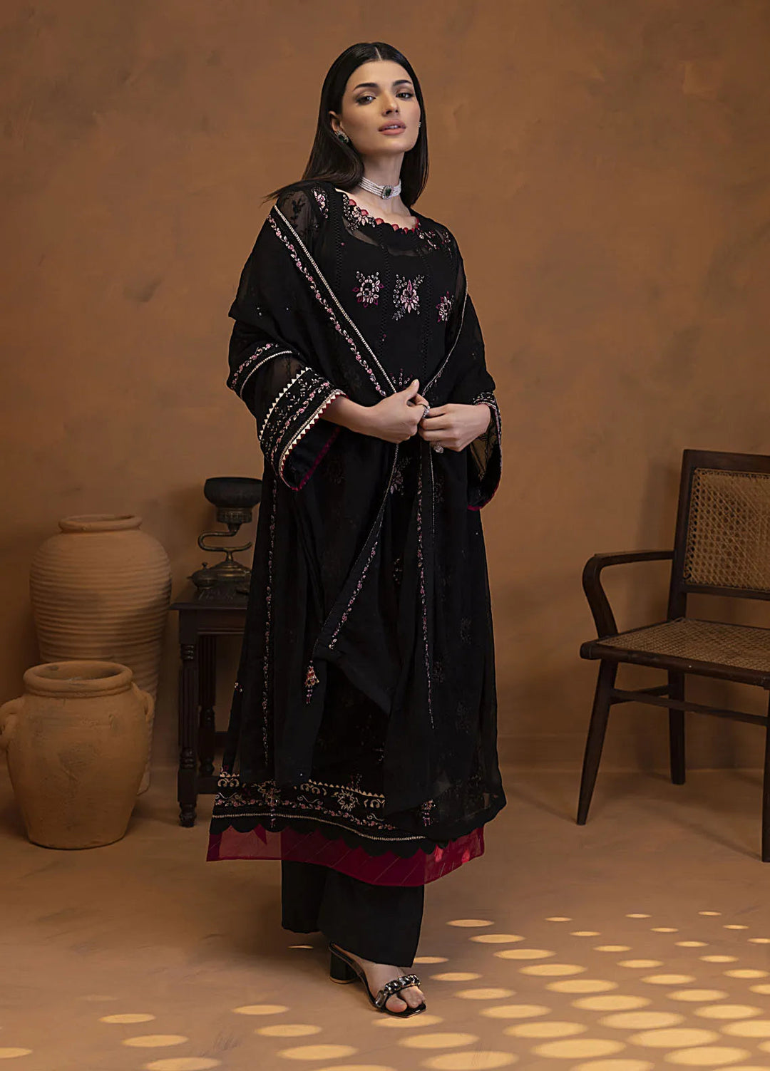 Mehar by Shamooz Embroidered Chiffon Suit Unstitched 3 Piece SHM24MC SU-114 Roohi - Festive Collection