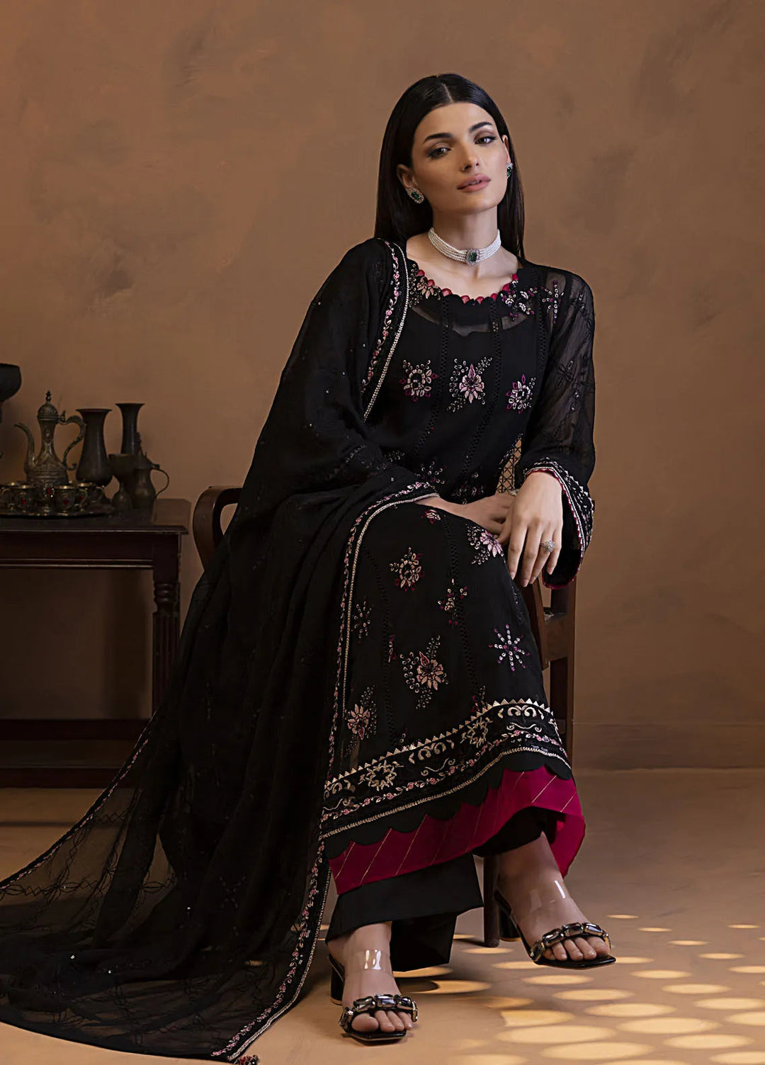 Mehar by Shamooz Embroidered Chiffon Suit Unstitched 3 Piece SHM24MC SU-114 Roohi - Festive Collection
