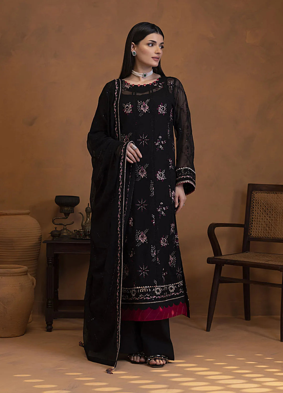 Mehar by Shamooz Embroidered Chiffon Suit Unstitched 3 Piece SHM24MC SU-114 Roohi - Festive Collection