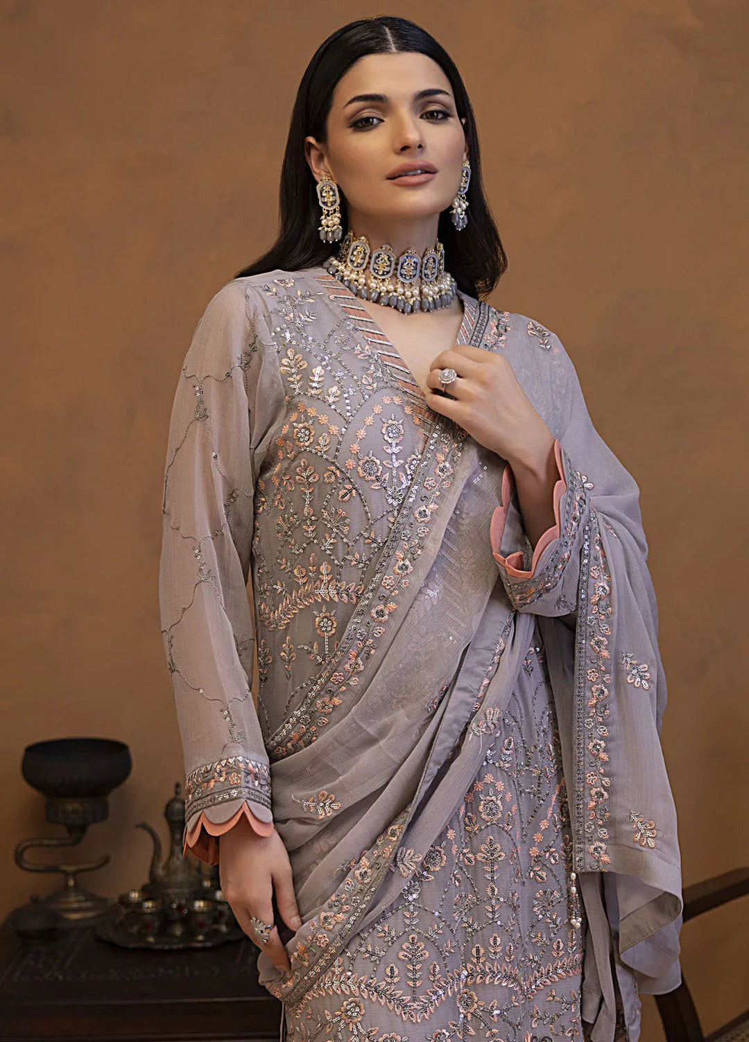 Mehar by Shamooz Embroidered Chiffon Suit Unstitched 3 Piece SHM24MC SU-115 Valia - Festive Collection