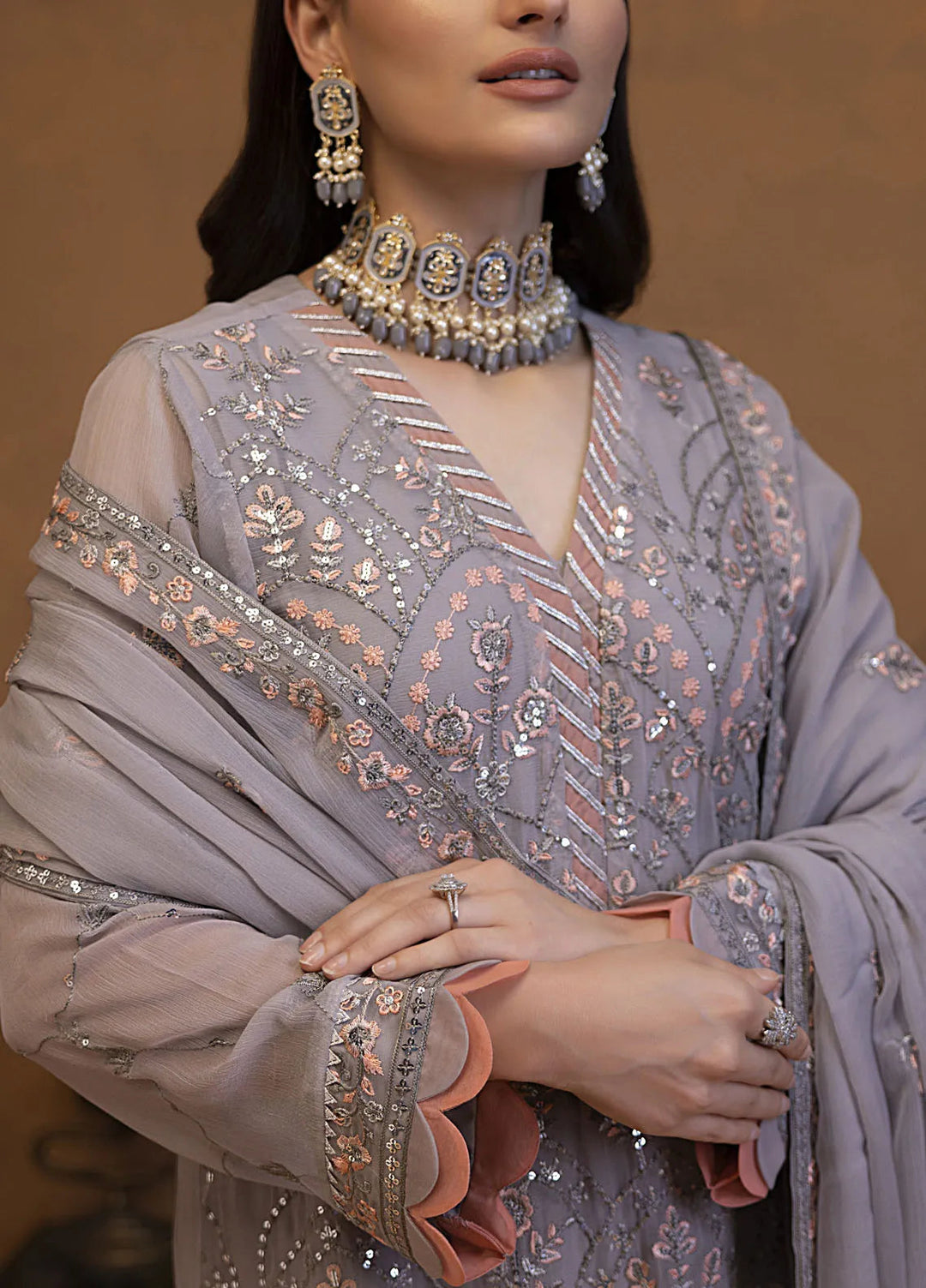Mehar by Shamooz Embroidered Chiffon Suit Unstitched 3 Piece SHM24MC SU-115 Valia - Festive Collection