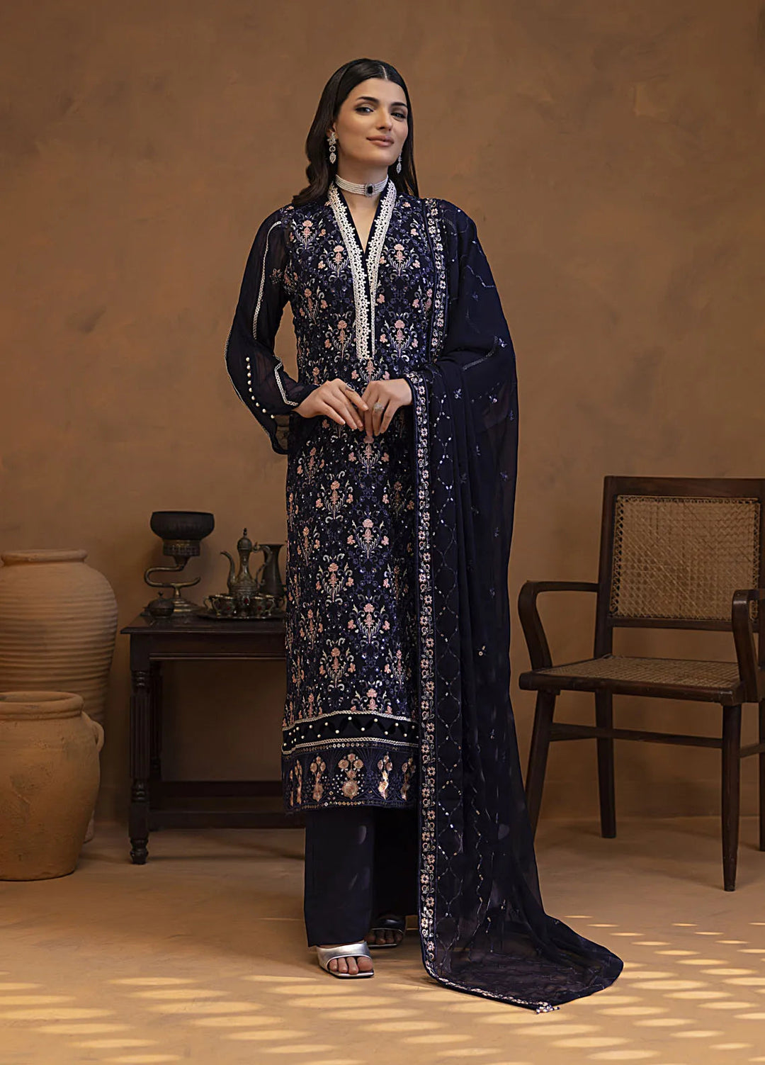 Mehar by Shamooz Embroidered Chiffon Suit Unstitched 3 Piece SHM24MC SU-116 Sumbul - Festive Collection